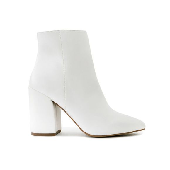 ALEXANDER MCQUEEN Womens Ivory Metallic Toe Padded Pointed Toe Block Heel Zip-Up Leather Heeled Boots